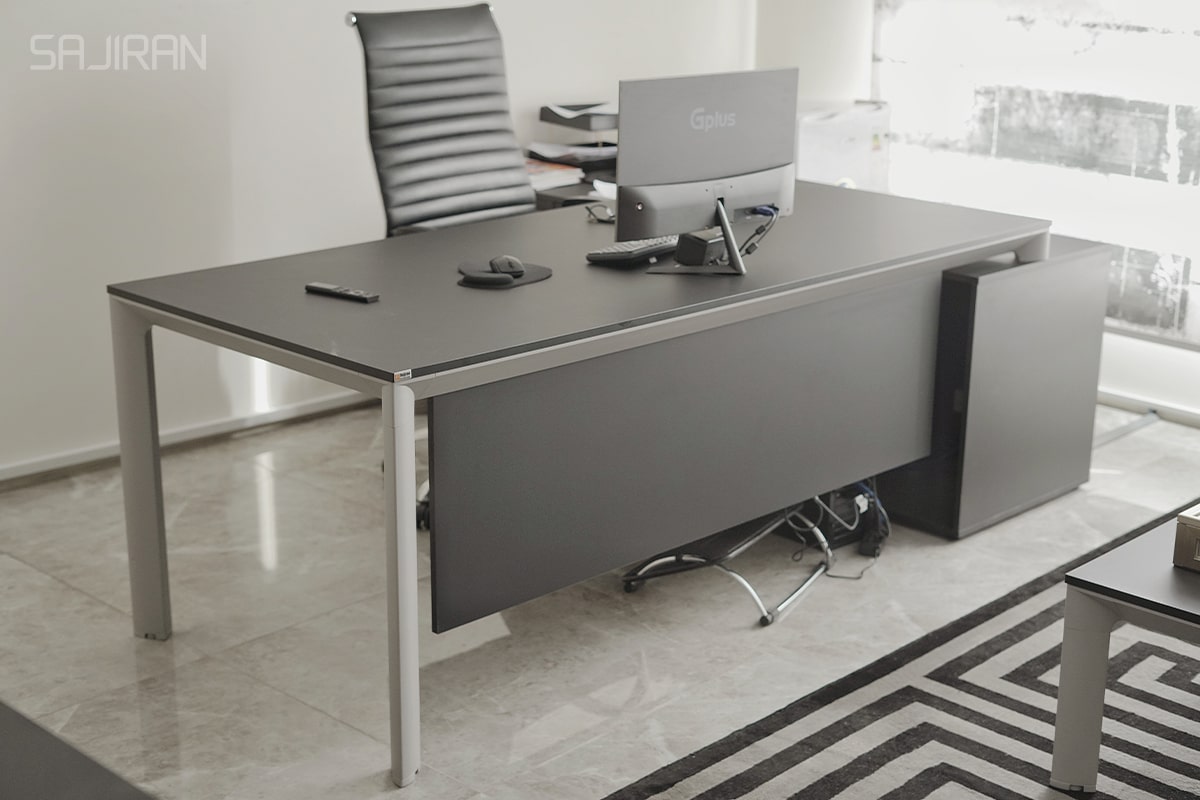میز کار دفتر خانگی مدرن خاکستری رنگ مناسب دکوراسیون مینیمال