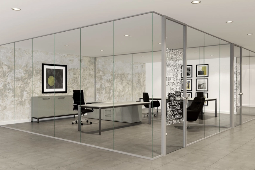 معرفی و بررسی انواع پارتیشن بجای دیوار در فضای اداری 7 پارتیشن آلومنیوم-شیشه